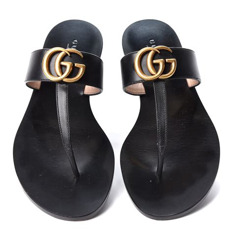 gucci gg thong|Black Leather Thong Sandal With Double G.